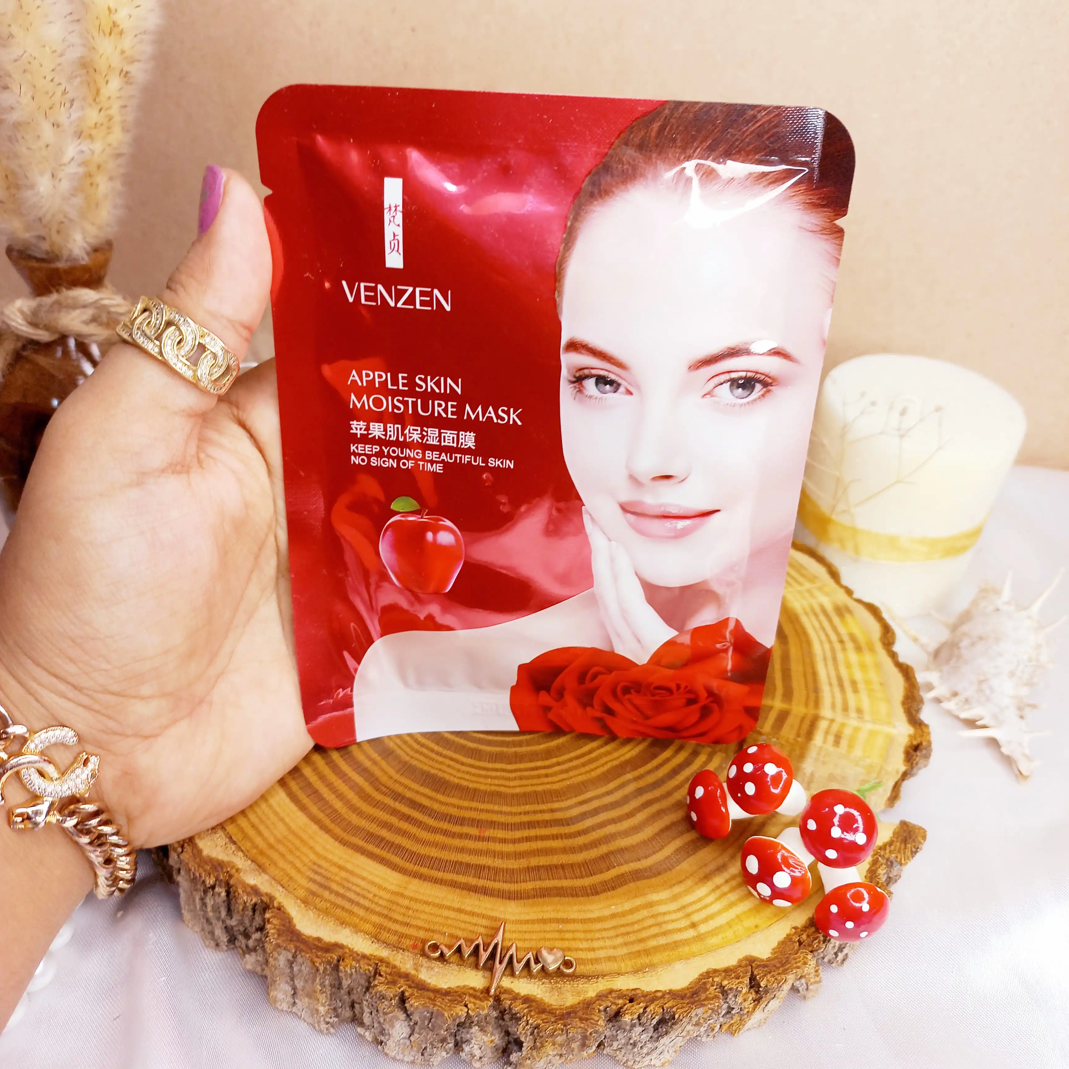 ماسک ورقه ای عصاره سیب ونزن VENZEN کد 22535 |