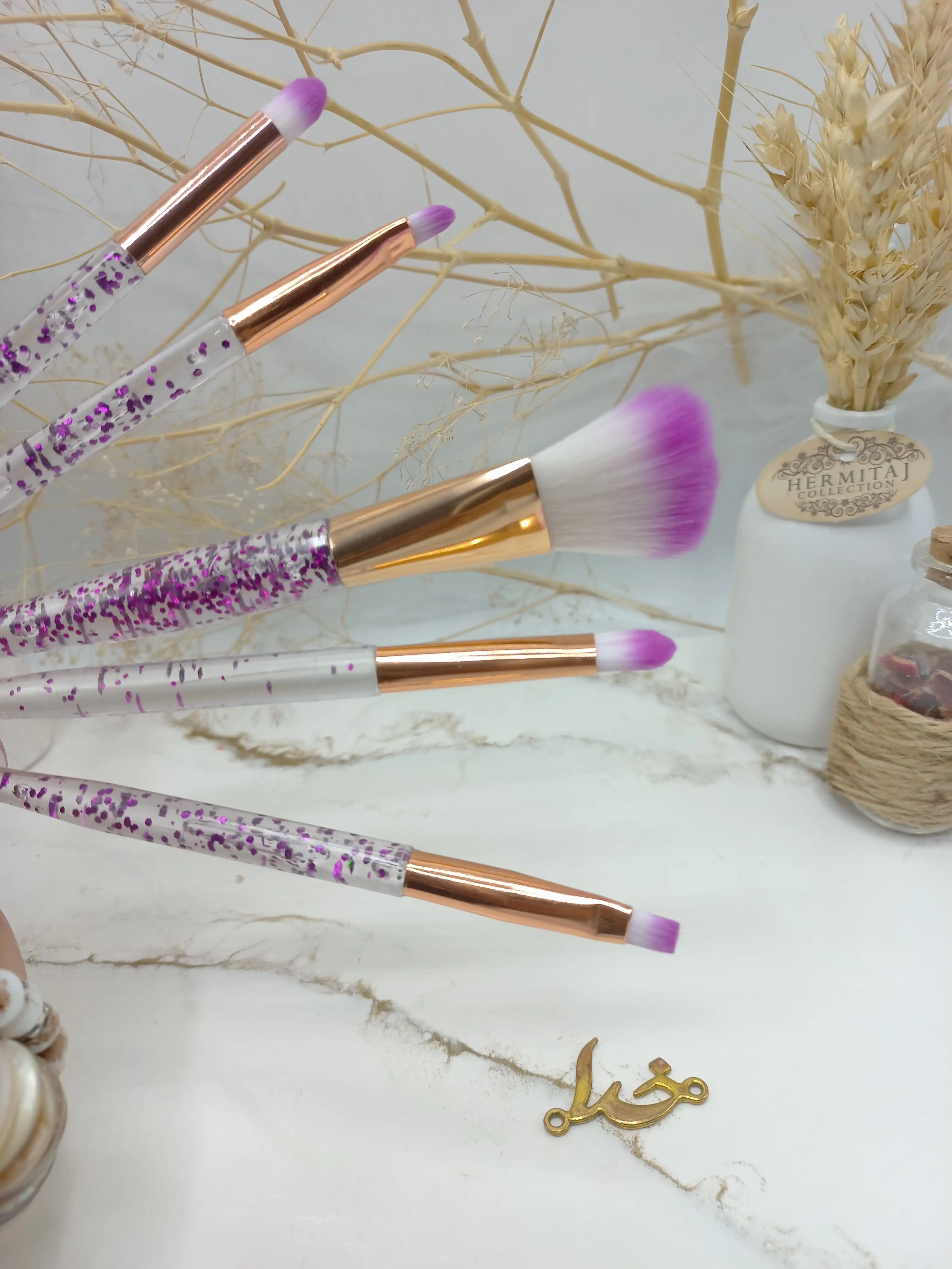 براش پنج تیکه دسته شاین دار برند فلواور سکرت FLOWER SECRET کد JQ01
