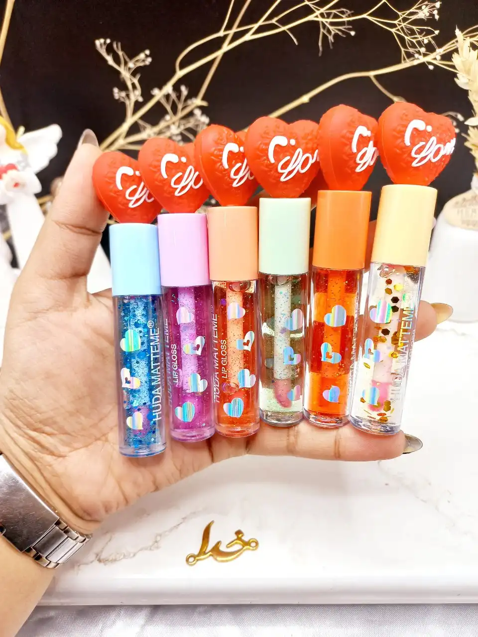 برق لب حرارتی و شاین دار طرح قلب هدا مات می HUDA MATTE ME کد X253