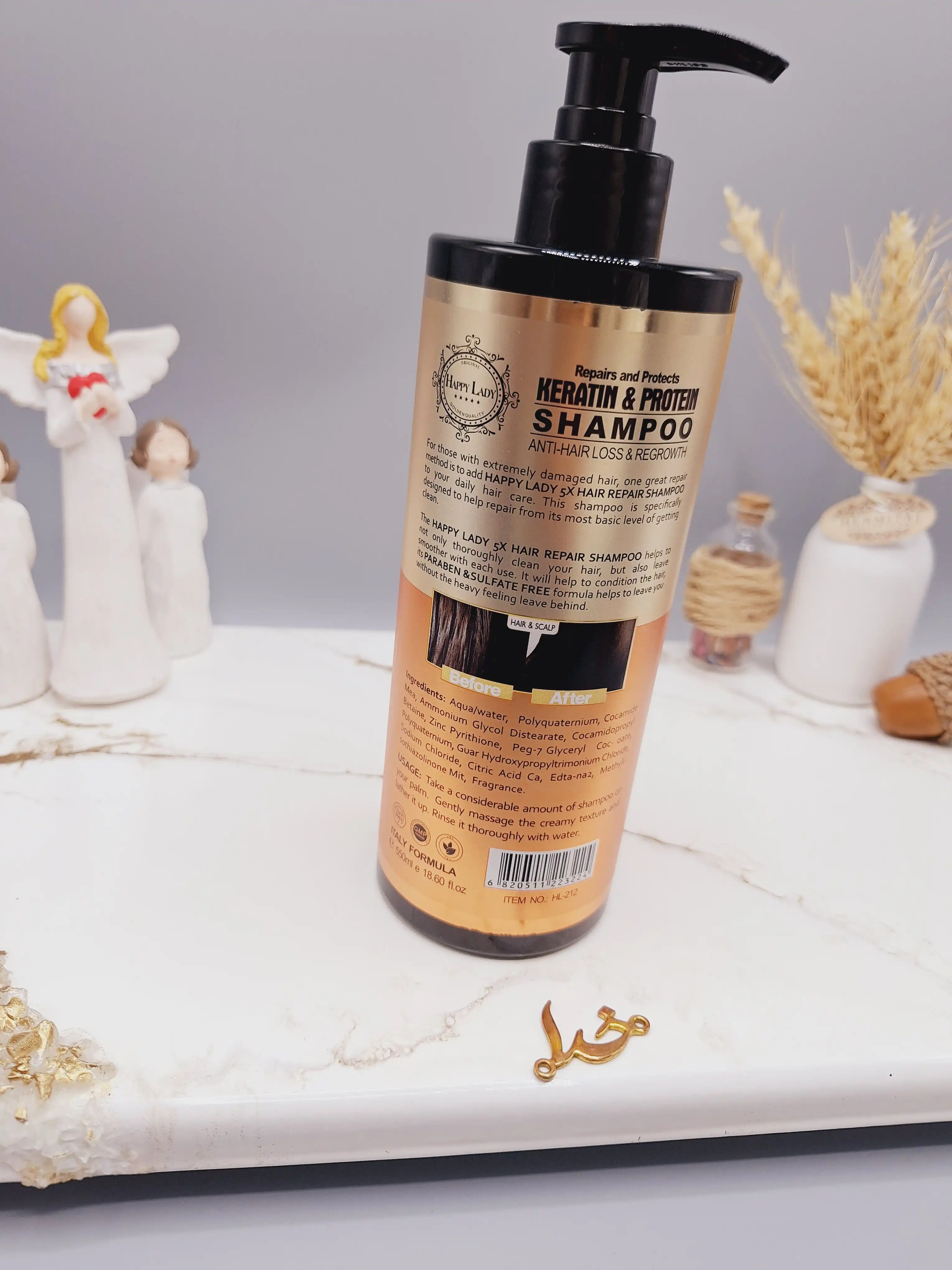 شامپو کراتینه و پروتئینه فری سولفات و ضدریزش هپی لیدی HAPPY LADY اورجینال ایتالیا (بدون کارتن)
