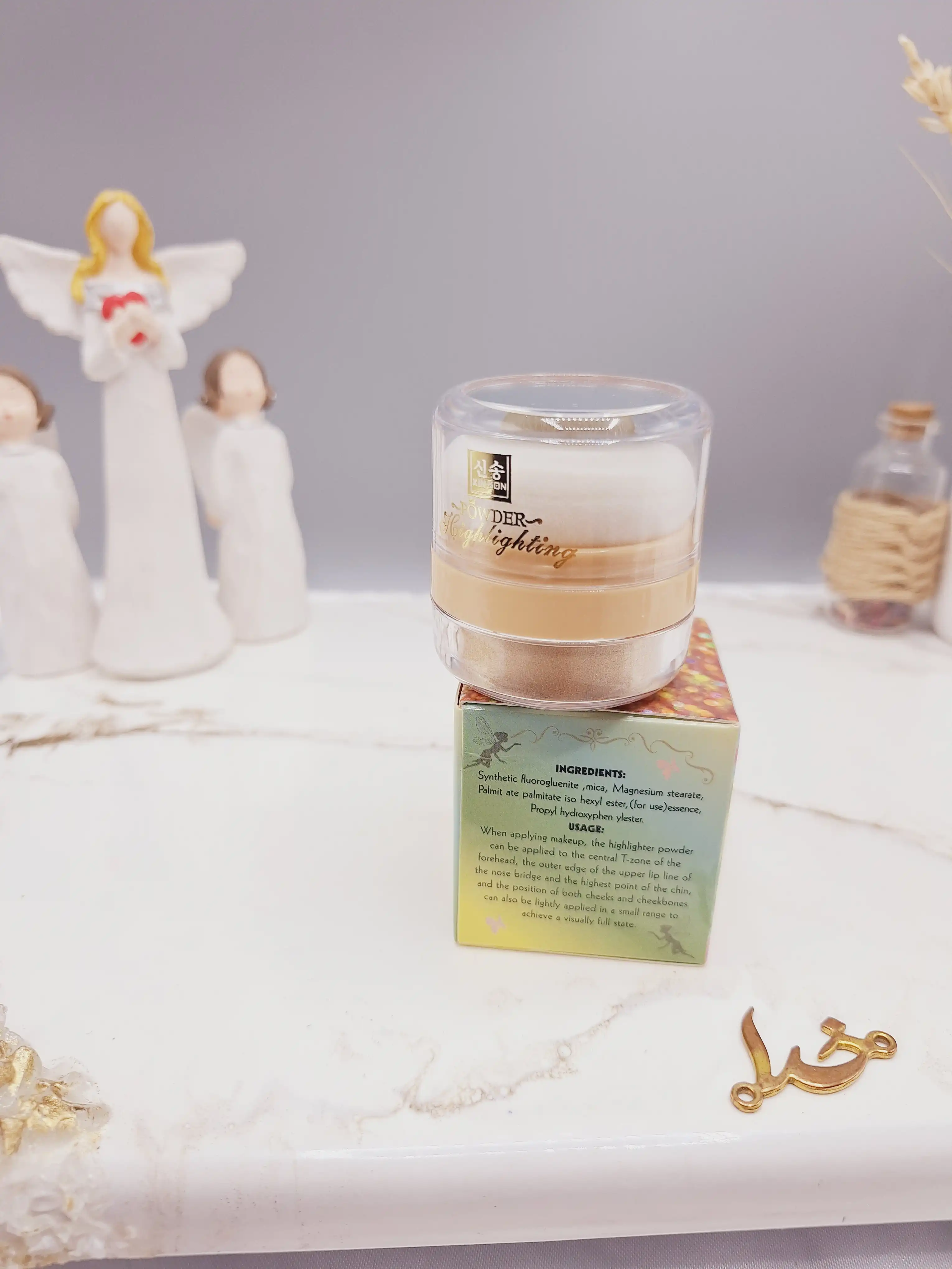 هایلایتر پد دار شاین ریز رنگ مسی مناسب کل بدن طرح پری برند POWDER کد XS-1096