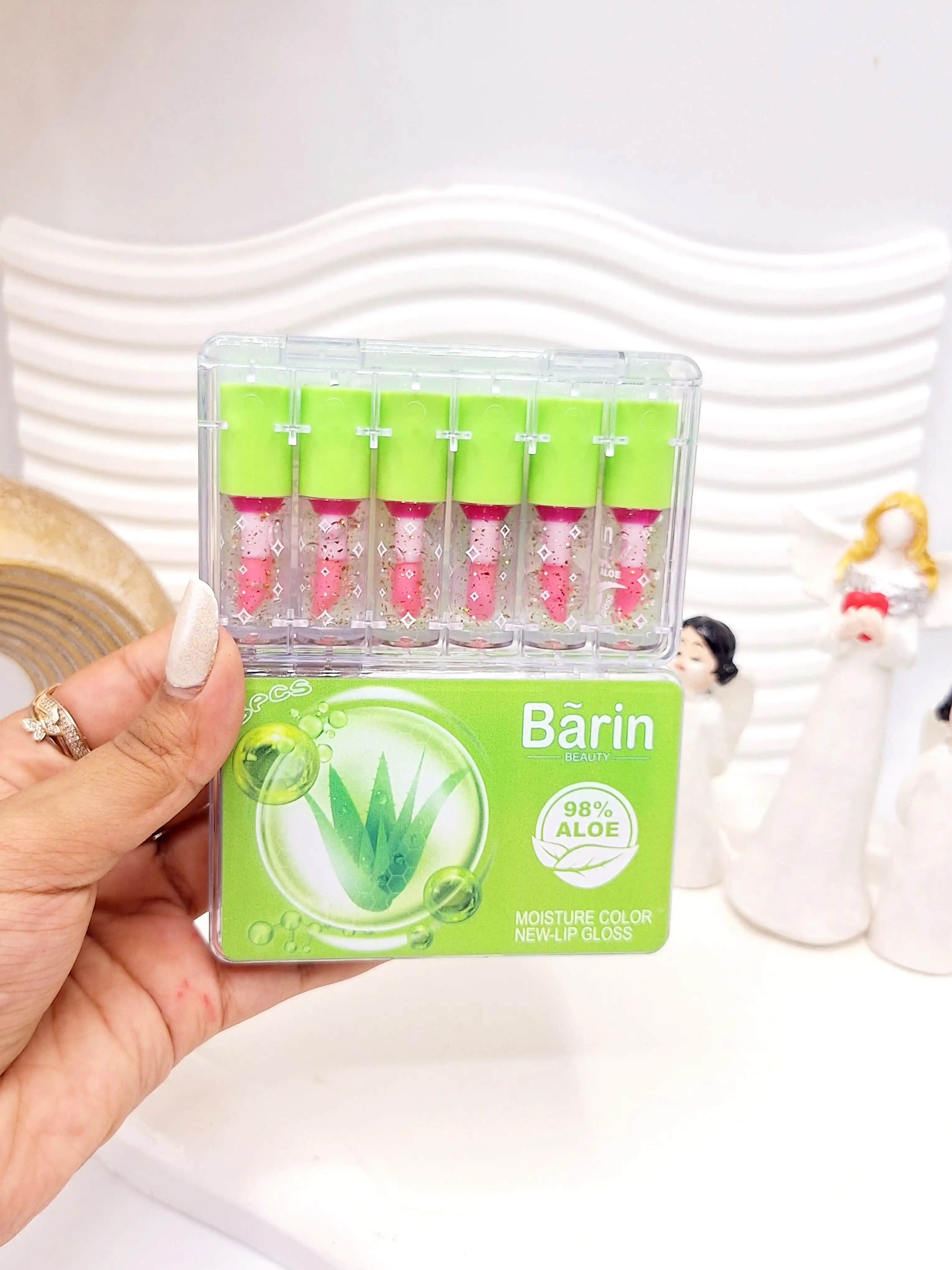 باکس 6 تایی لیپ گلاس رایحه آلوئه ورا برند Barin کد 1026