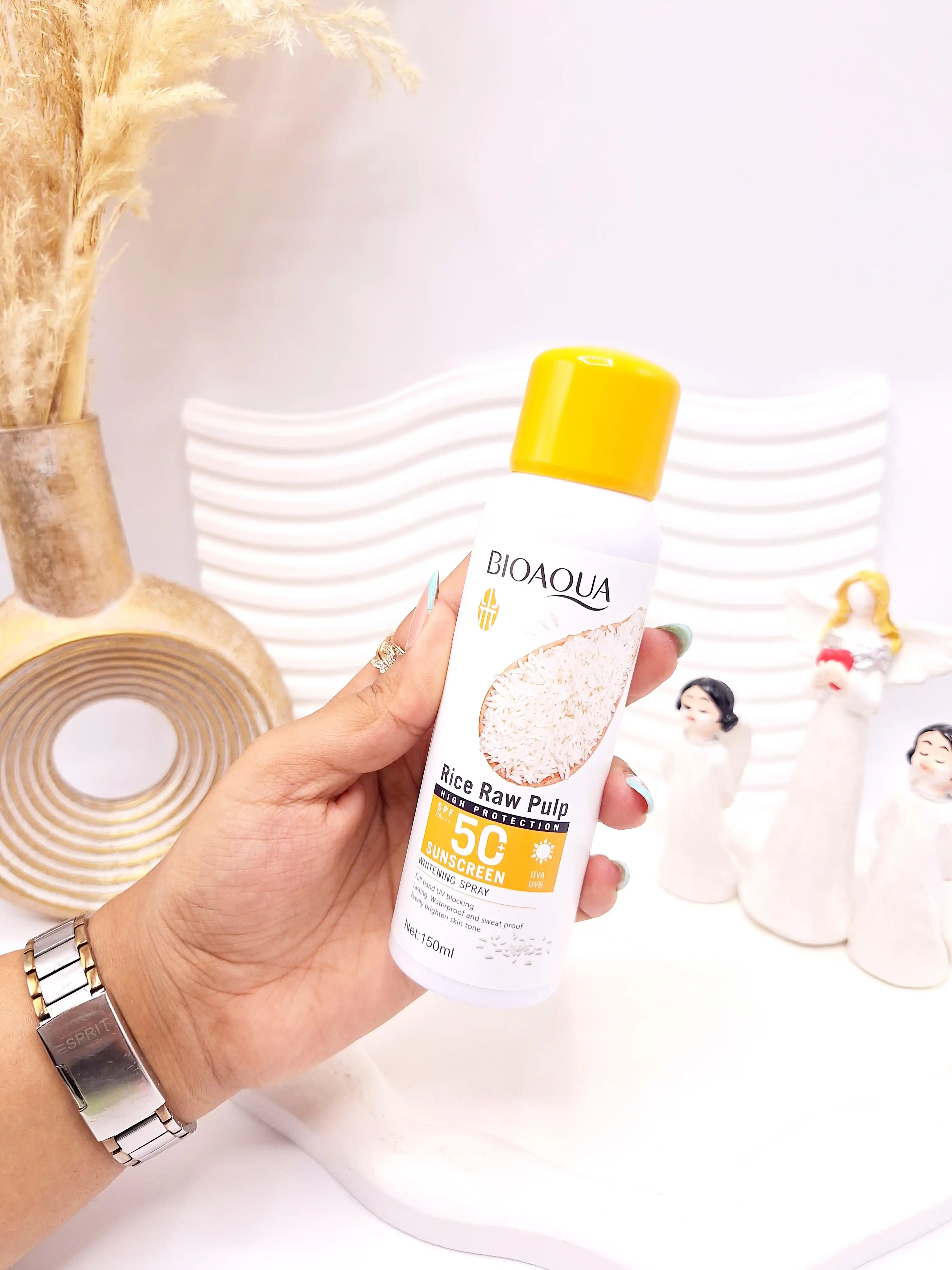 اسپری ضد آفتاب برنج  spf50 برند بیوآکوا کد 9019
